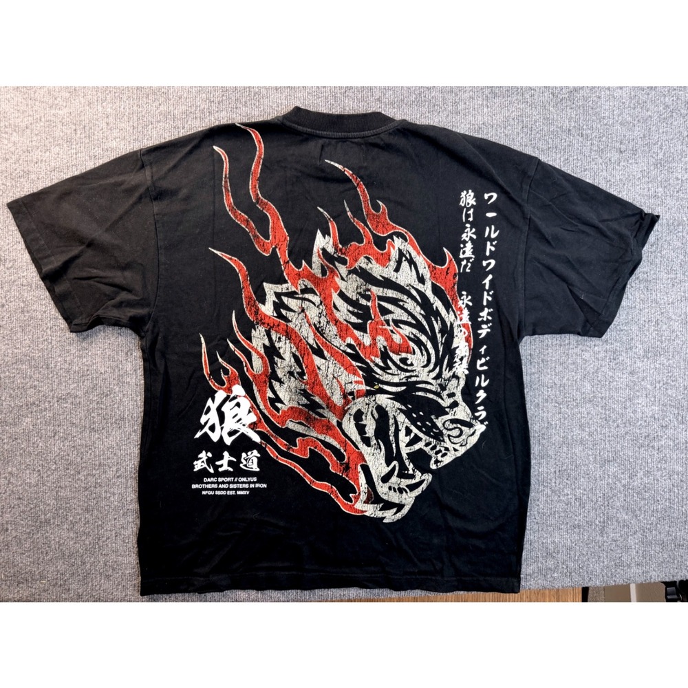 Darc Sport Wolves Club Shirt Mens Large Black Graphic Tee Y2K Streetwear Limited